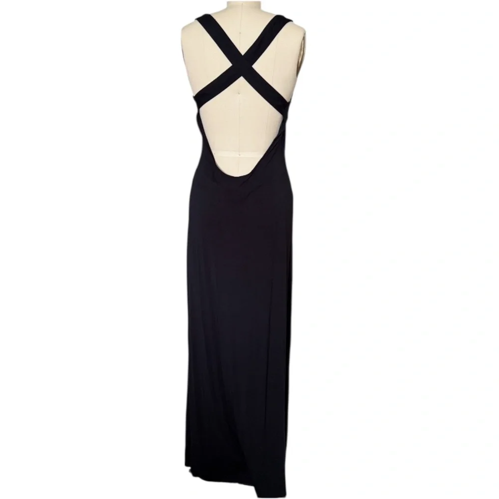 MICHAEL MICHAEL KORS Black Jersey Halter-neck Front Slit Maxi Dress Size Small‎